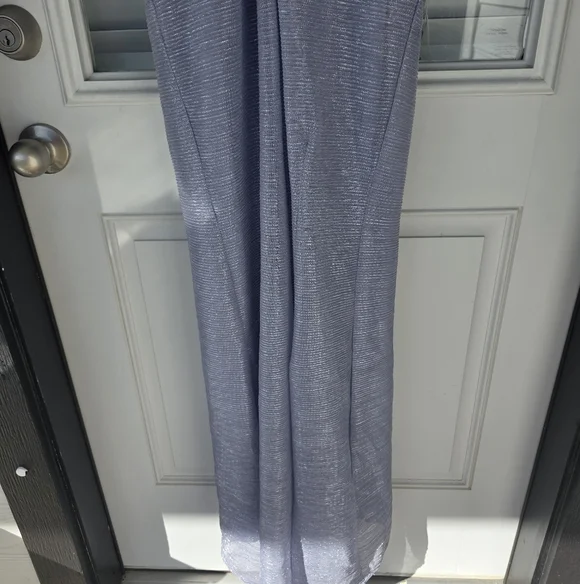 $258 Betsy & Adam Elaine" Long Metallic Crinkle Cowl Neck Dress Sz 8 NWT Wedding - Picture 12 of 12